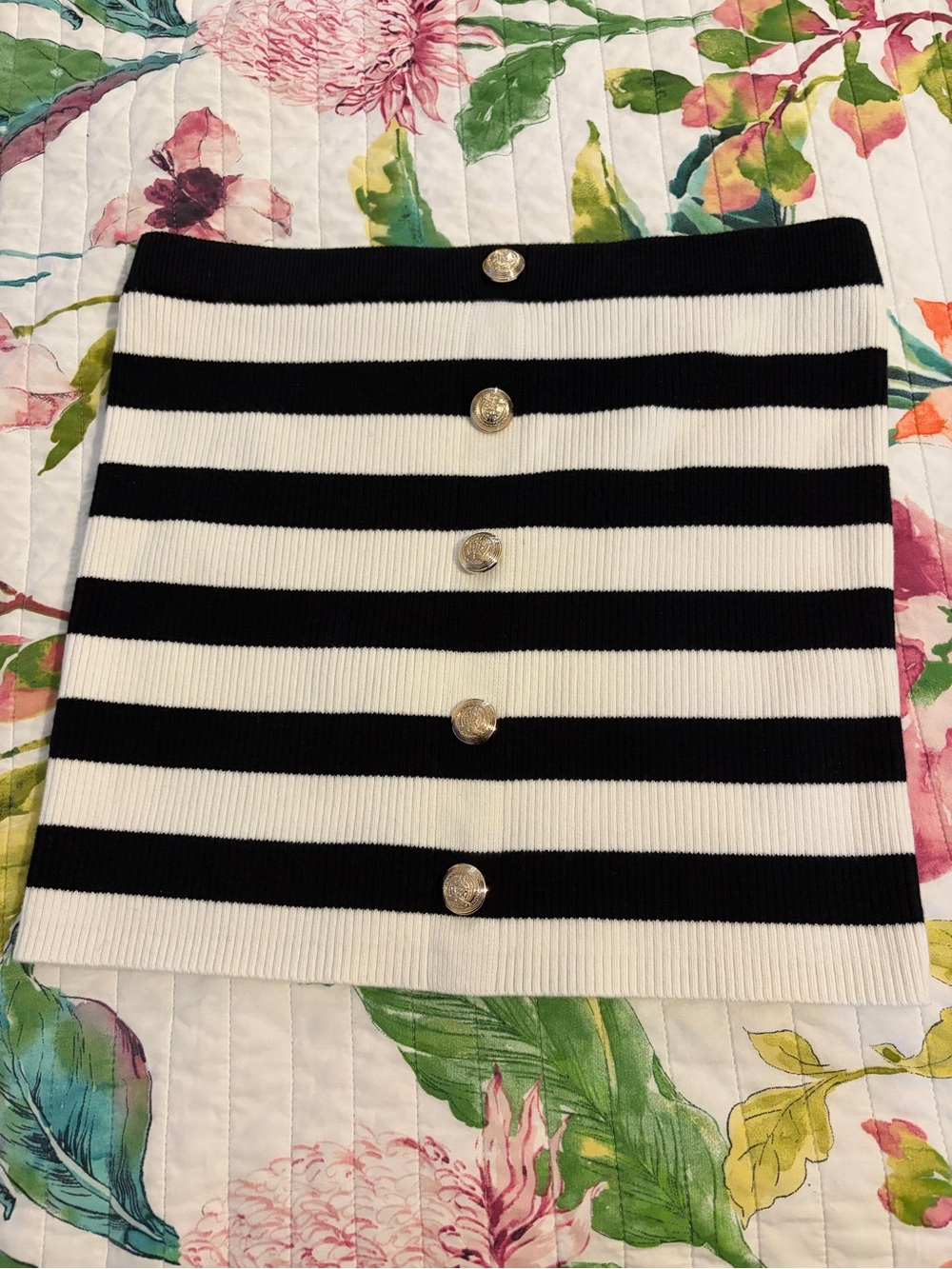 Vici Black and White Horizontal Stripe Button-Front Tube Top